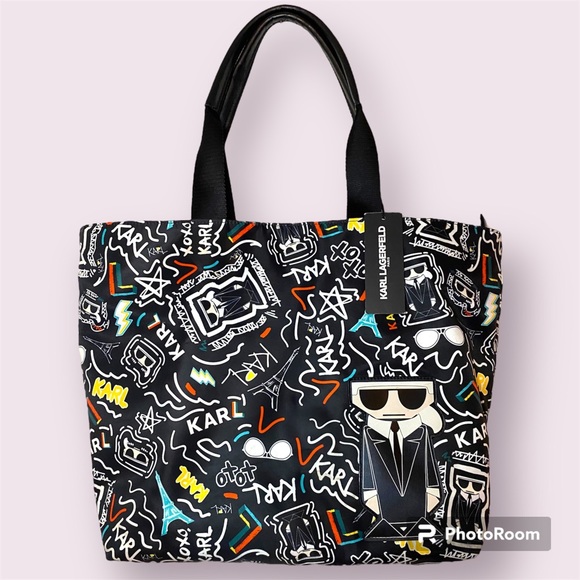 Karl Lagerfeld Handbags - Karl Lagerfeld Paris graffiti Icon Armour shoulder purse tote bag, NWT